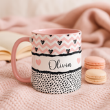 Personalised Best Friend Mug | Pink Heart BFF Gift | Custom Name Coffee Cup for