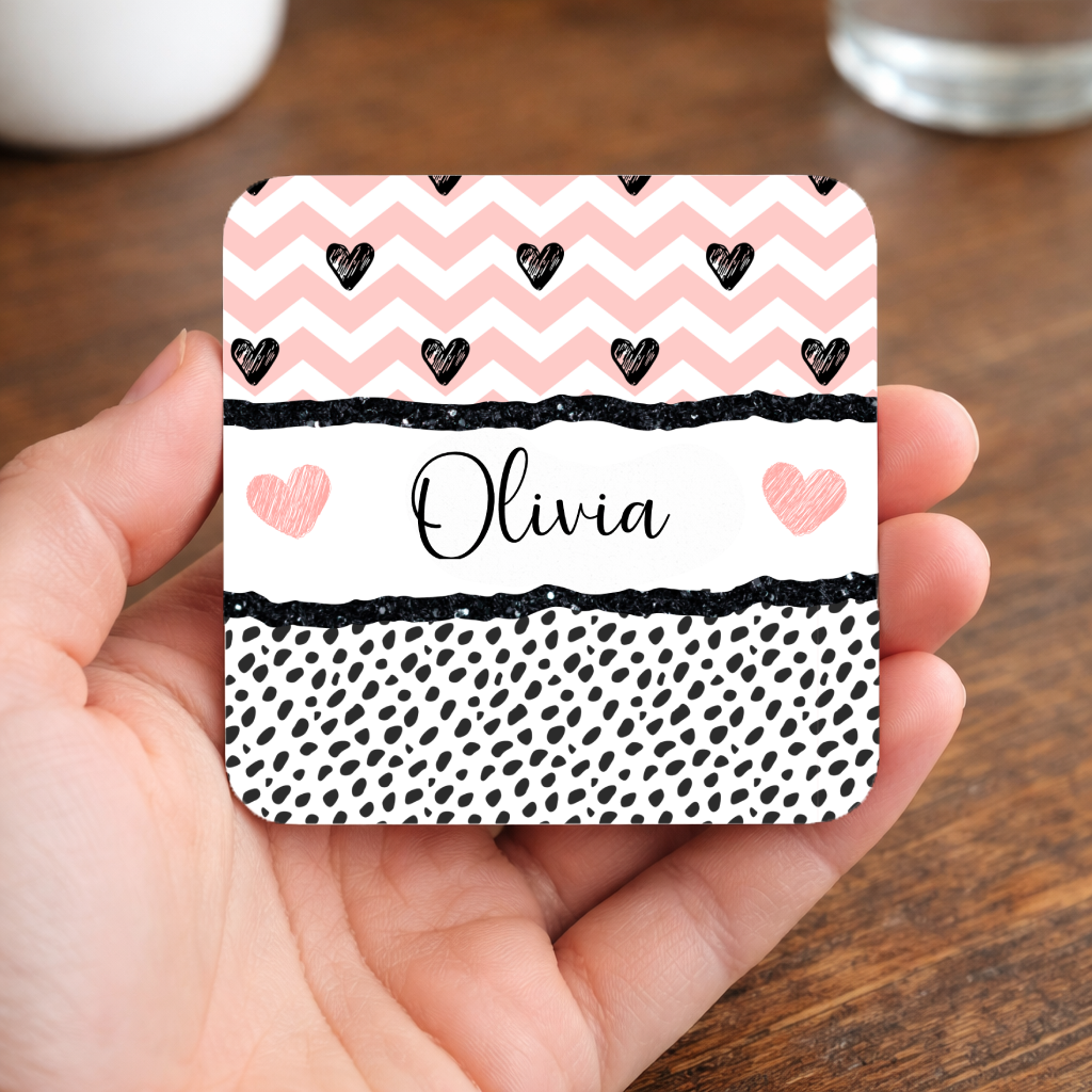 Personalised Best Friend Mug | Pink Heart BFF Gift | Custom Name Coffee Cup for