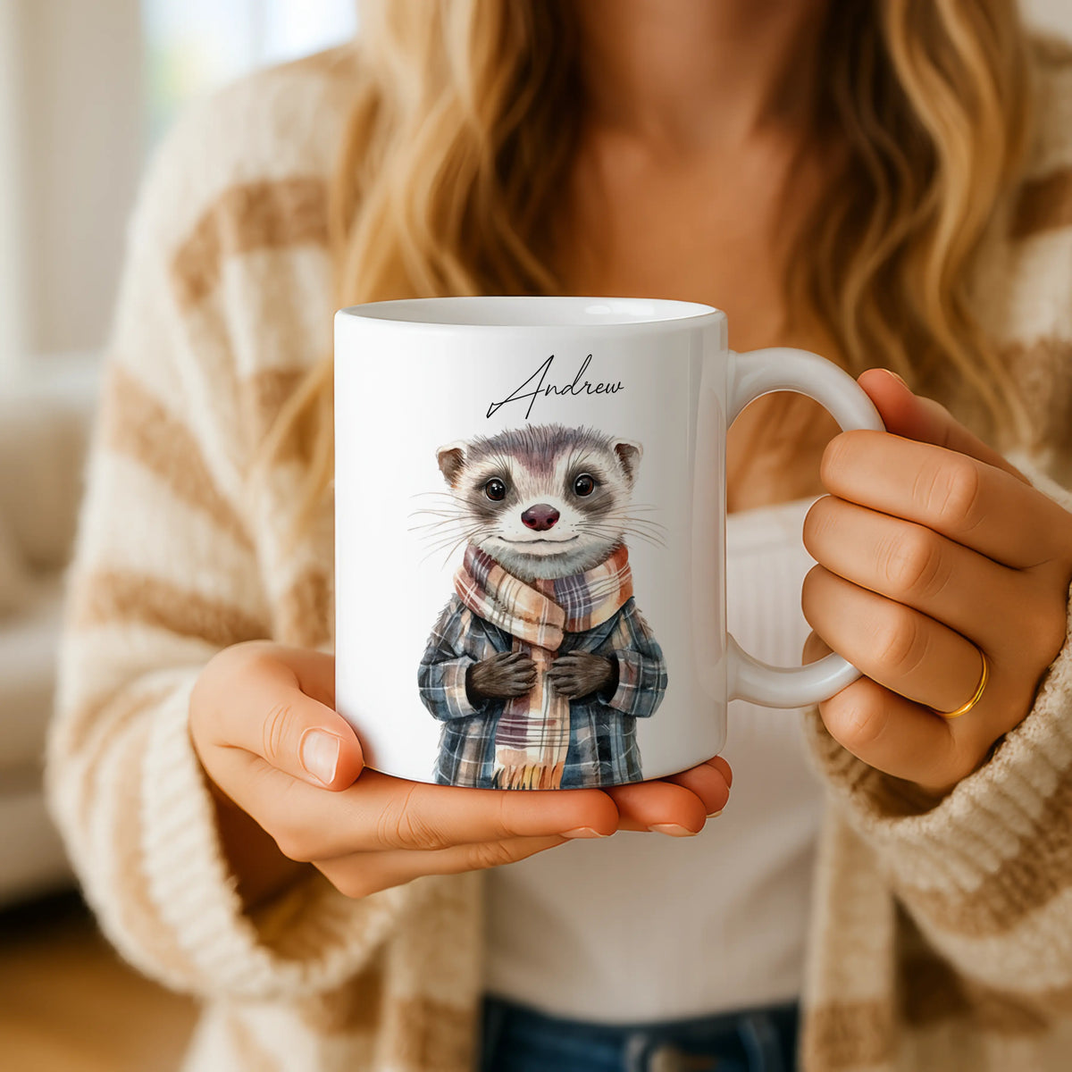 Custom Cute Ferret Mug - Image 3 | CreadGift