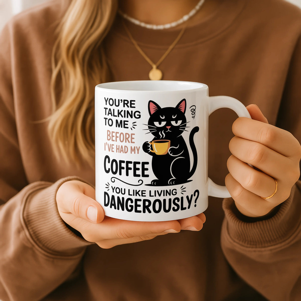Living Dangerously Black Cat Mug - Image 1 | CreadGift