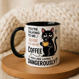 Living Dangerously Black Cat Mug - Image 2 | CreadGift