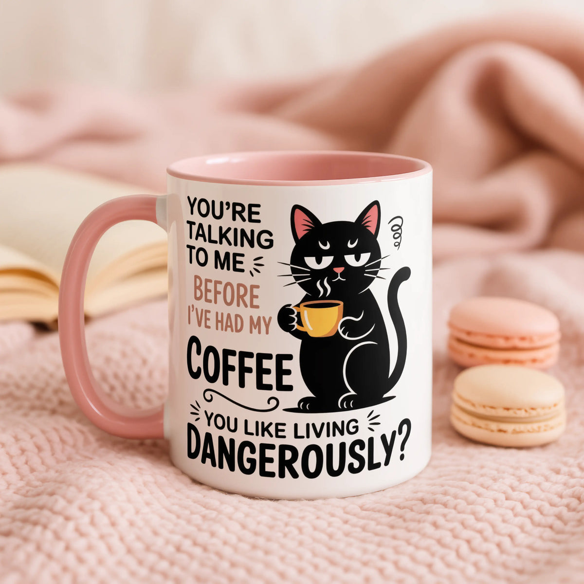 Living Dangerously Black Cat Mug - Image 3 | CreadGift