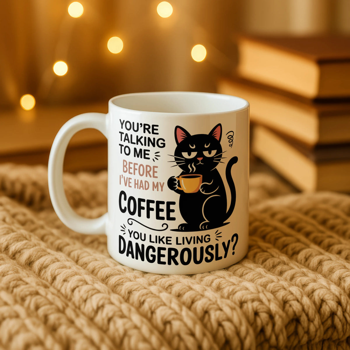 Living Dangerously Black Cat Mug - Image 5 | CreadGift