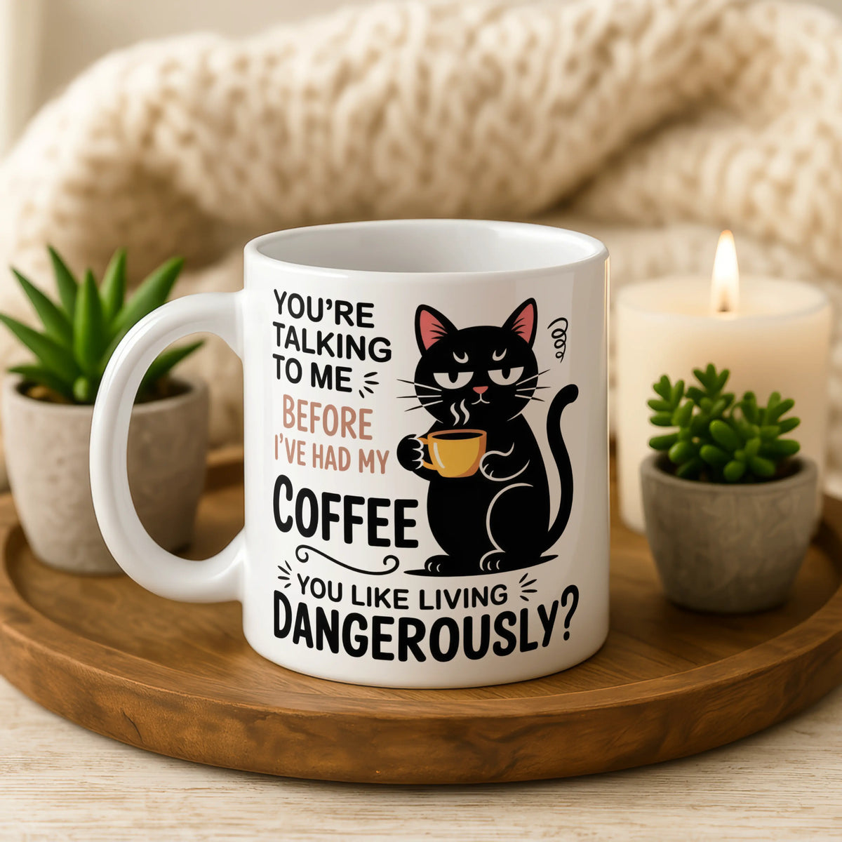 Living Dangerously Black Cat Mug - Image 6 | CreadGift