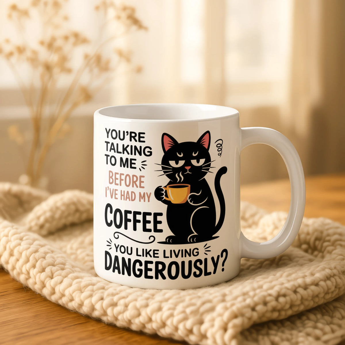 Living Dangerously Black Cat Mug - Image 7 | CreadGift