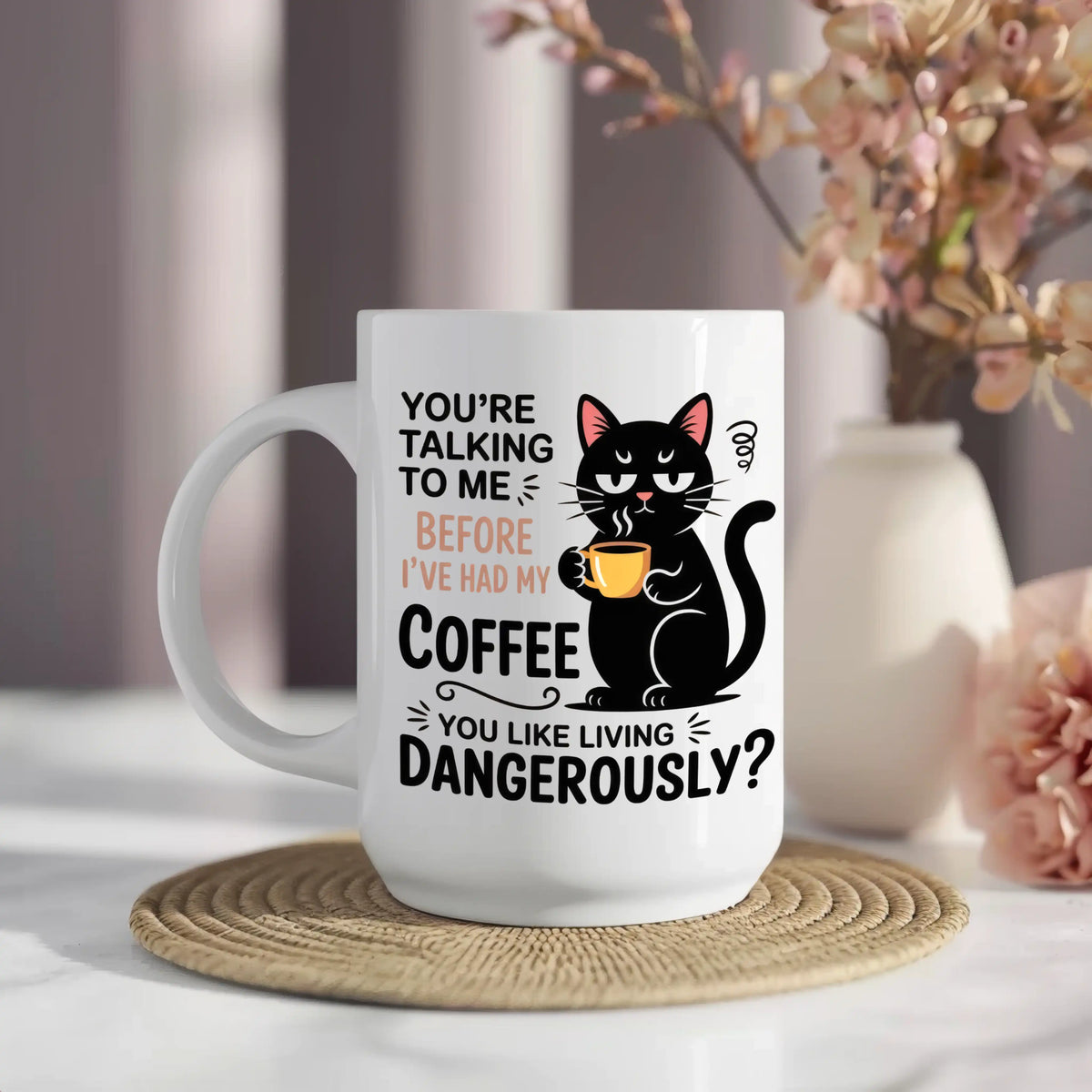 Living Dangerously Black Cat Mug - Image 9 | CreadGift