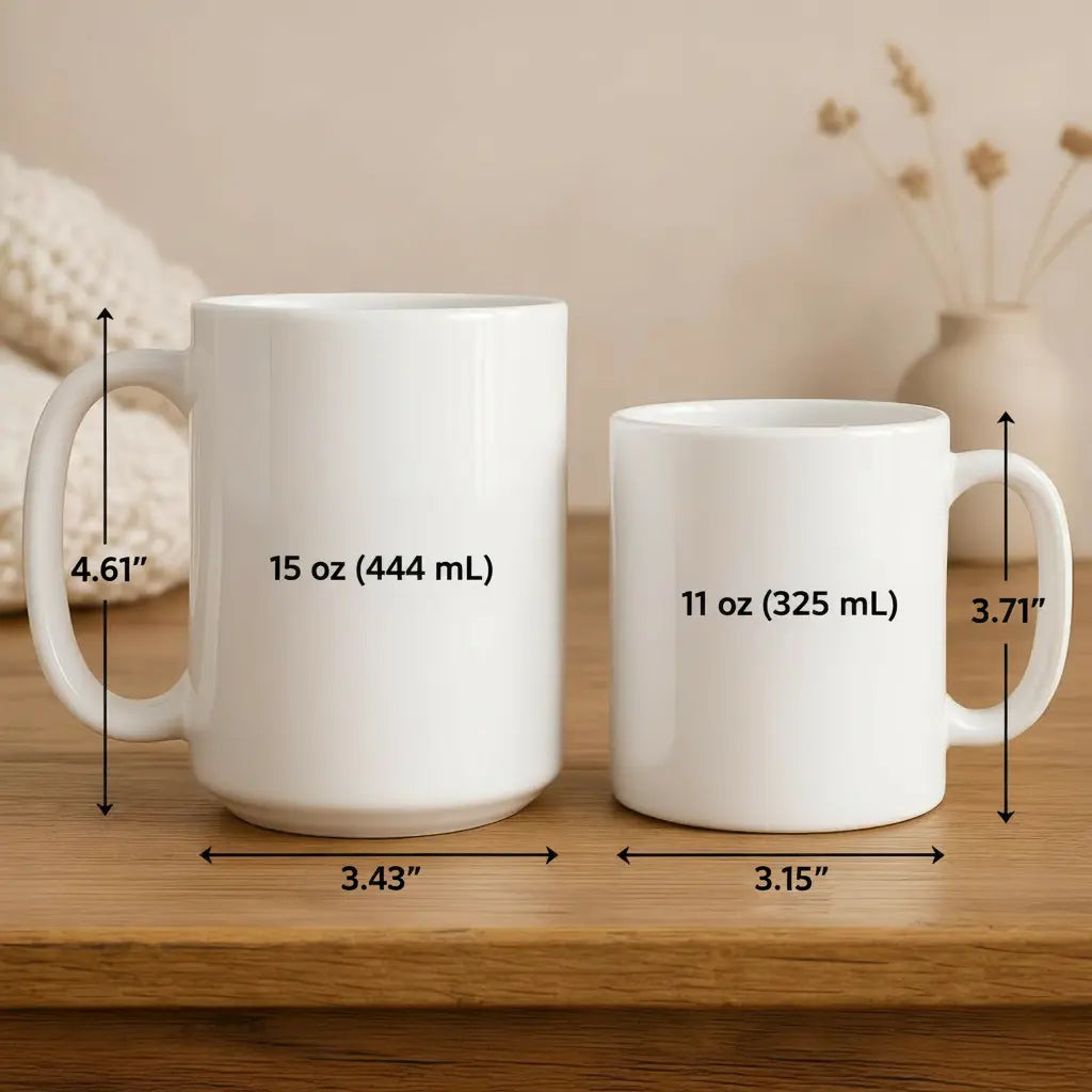 Mug size comparison chart – 11oz vs 15oz dimensions | CreadGift