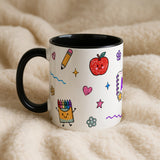 Personalised Kids School Doodle Mug | Custom Name Coffee Cup | Back to School Gift for Children