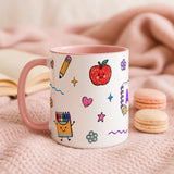 Personalised Kids School Doodle Mug | Custom Name Coffee Cup | Back to School Gift for Children