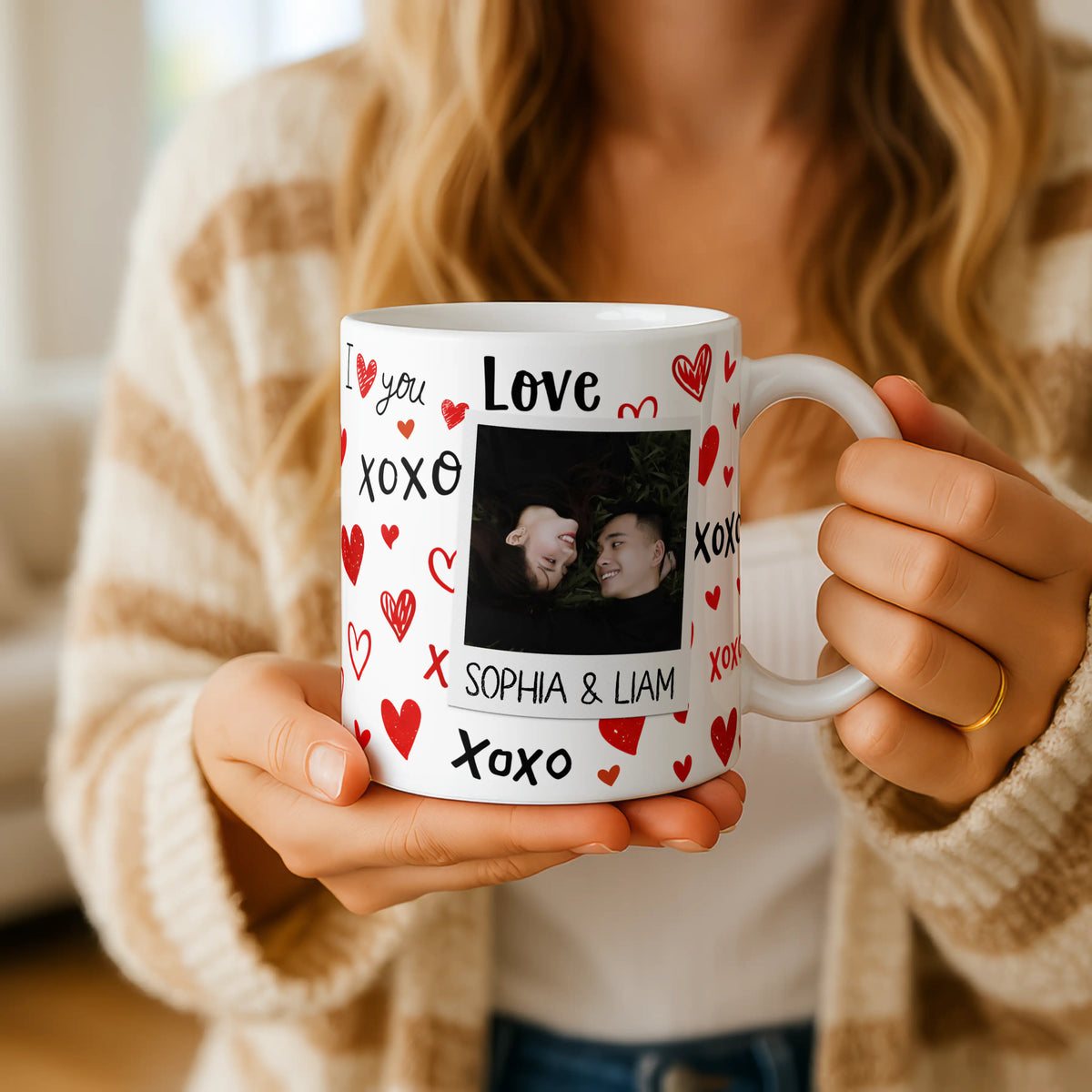 Personalised Love XOXO Couple Photo Mug - Image 2 | CreadGift