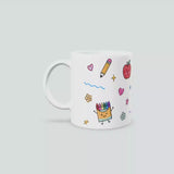 Personalised Kids School Doodle Mug | Custom Name Coffee Cup | Back to School Gift for Children