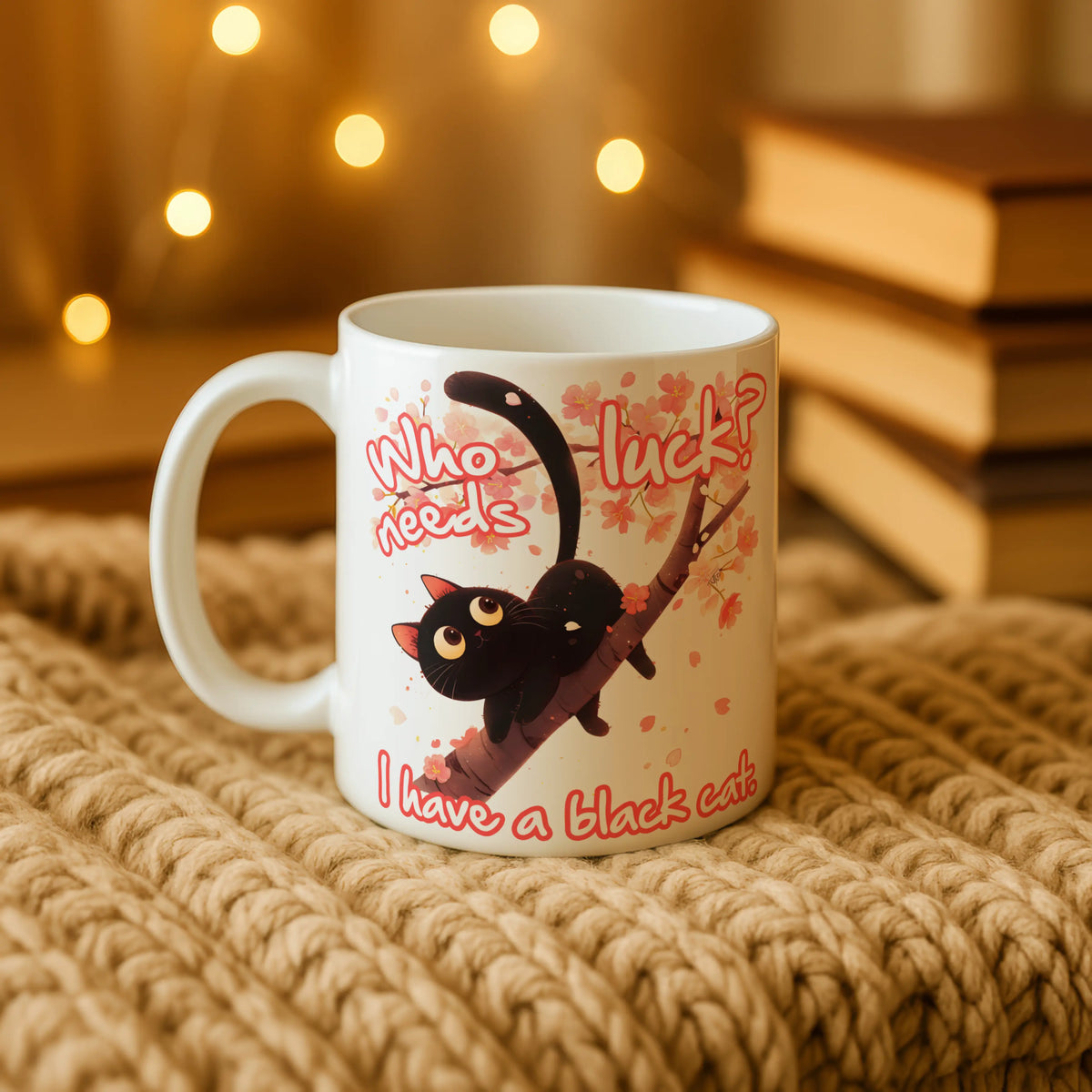 Who Needs Luck Black Cat Mug - Image 3 | CreadGift