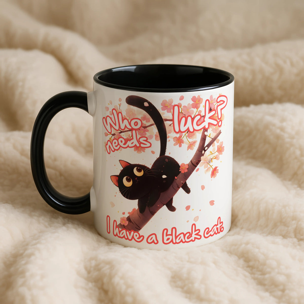 Who Needs Luck Black Cat Mug - Image 6 | CreadGift